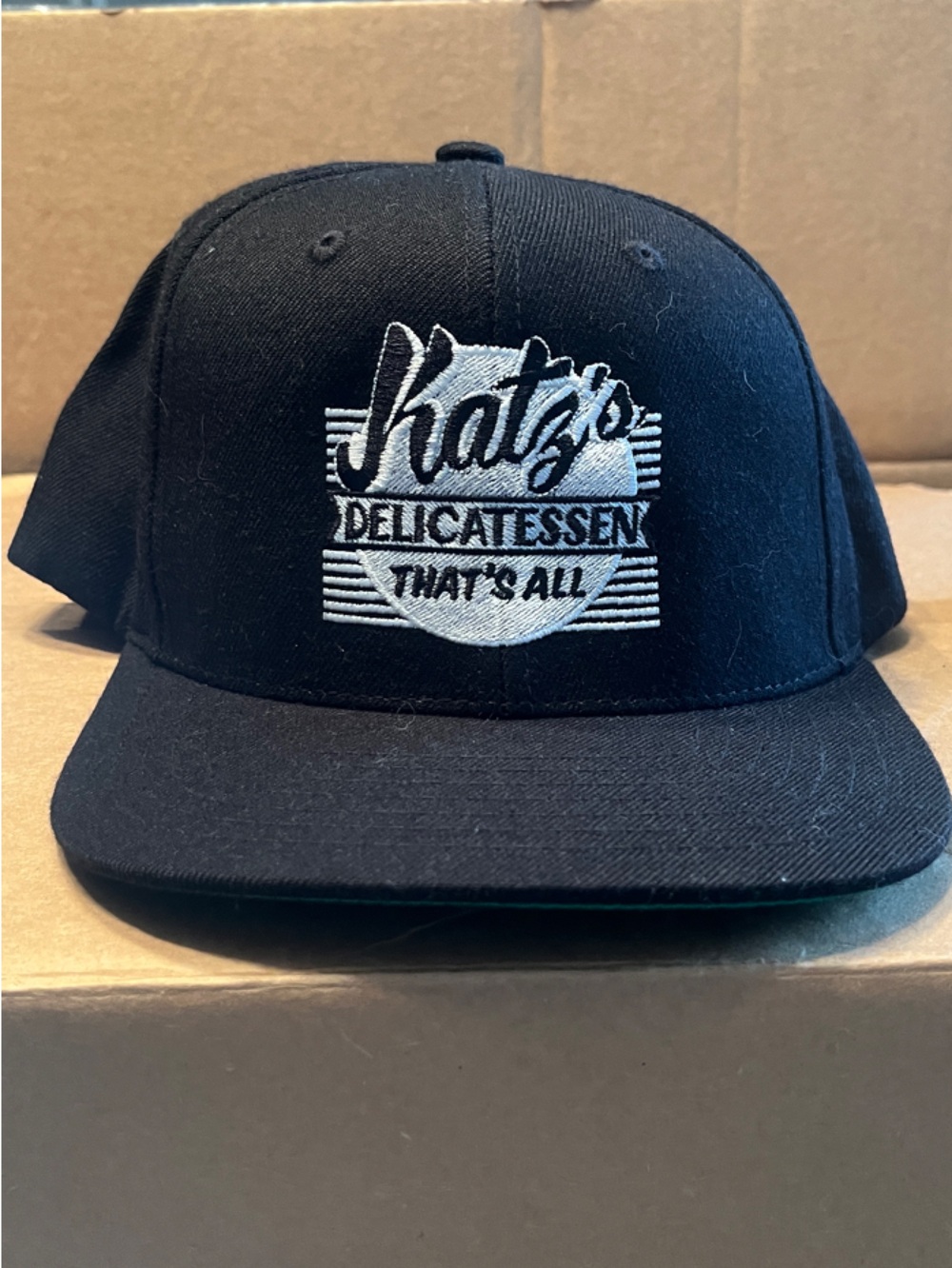 KBETHOS Black Embroidered Katz's Delicatessen Snapback Hat